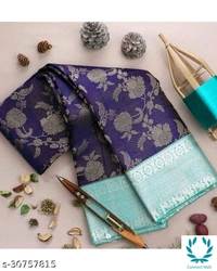 Banarsi  Silk Petite Saree - Saree length -5.5m Blouse Length-0.8m, Purple, Banarsi Silk Running Blouse, Multipack :1